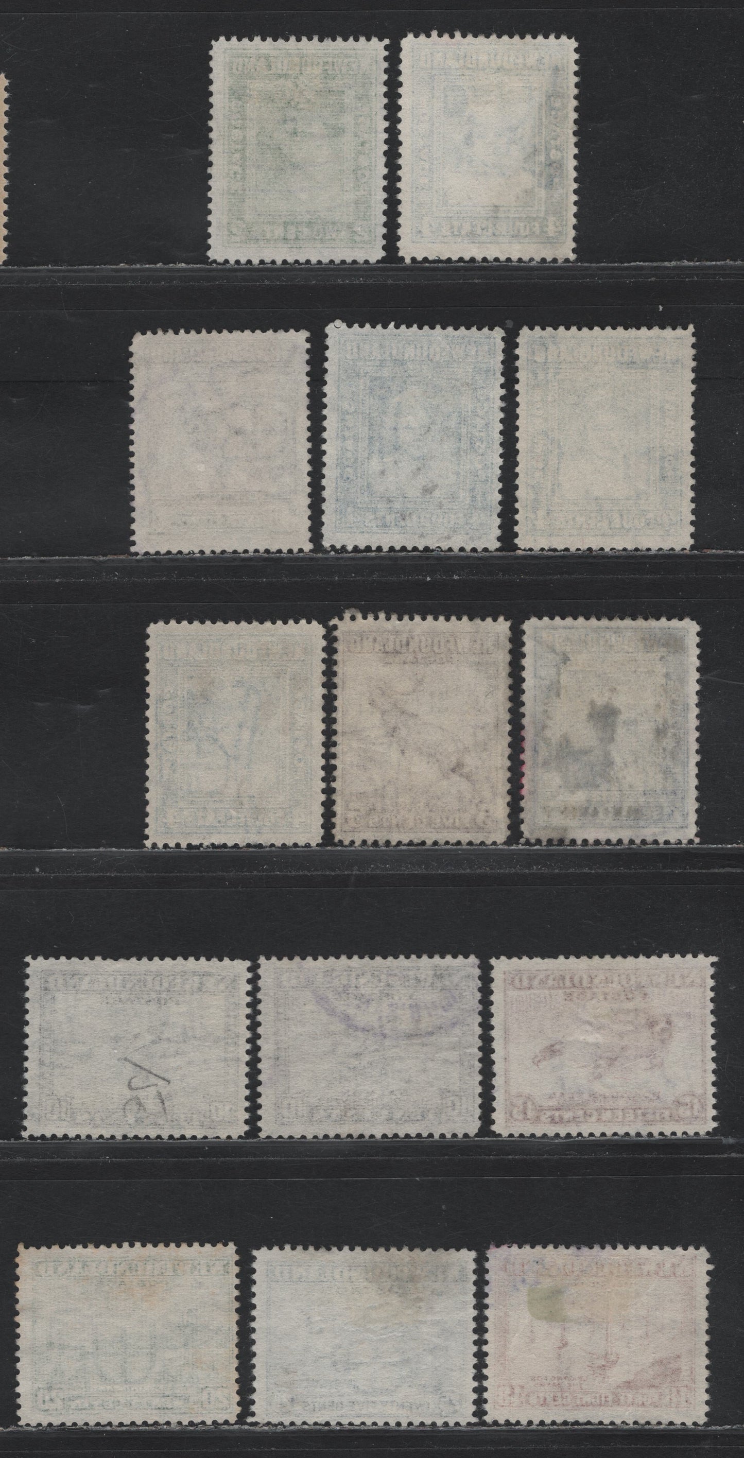 Lot 275 Newfoundland (C) #253-254, 256-258, 260, 262-263, 265-266 1c - 48c Dark Gray - Red Brown, 1941-1944 Re-Engraved Waterlow Resources Issue, 14 Fine Used Singles, Selection Of Fine Used Singles, Unchecked As to Specific Perf