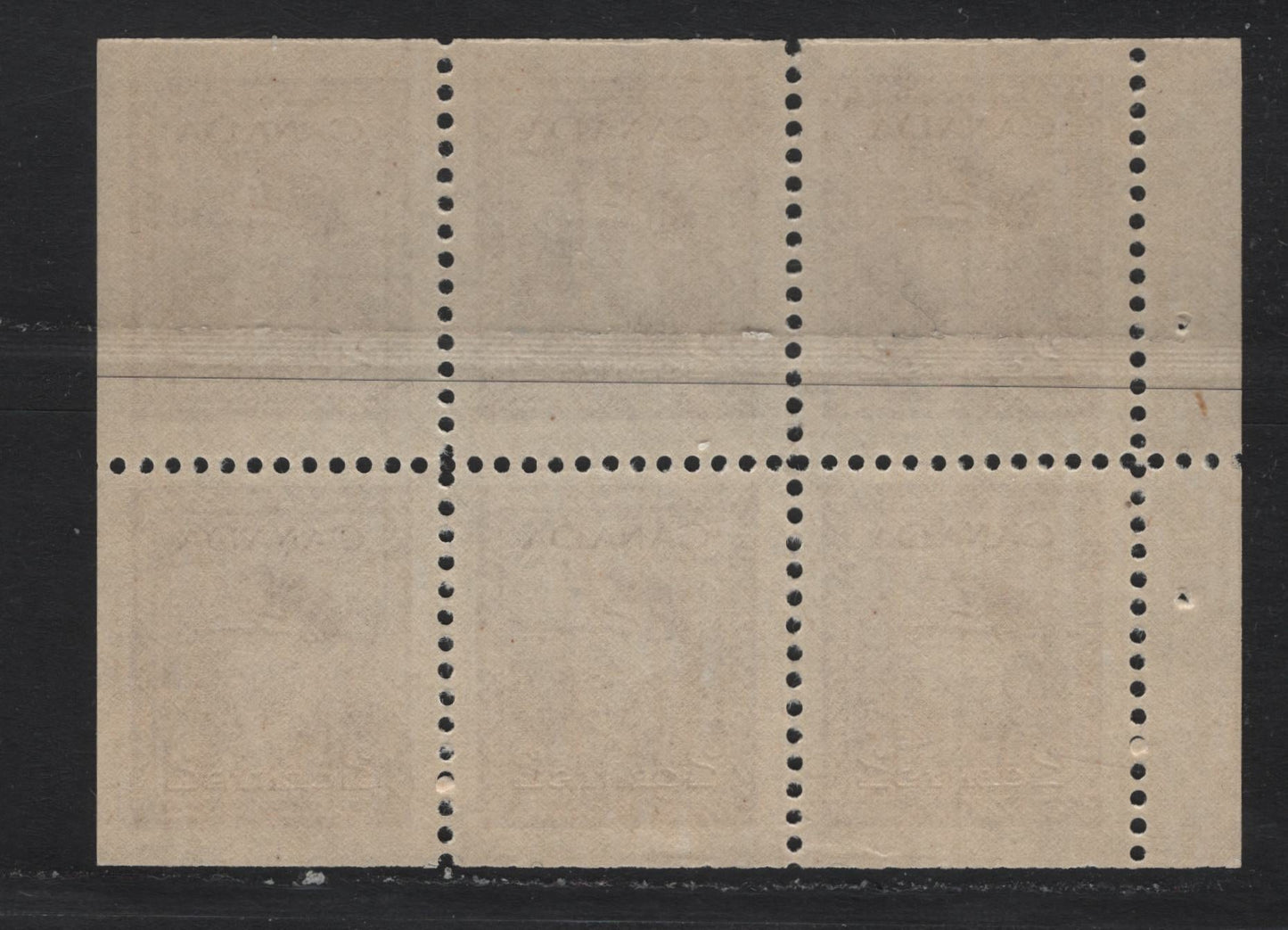 Lot 385 Canada (C) #250b 2c Brown, 1942-1943 War Issue, A VFNH Booklet Pane Of 6, CBN-AAAAA Paper