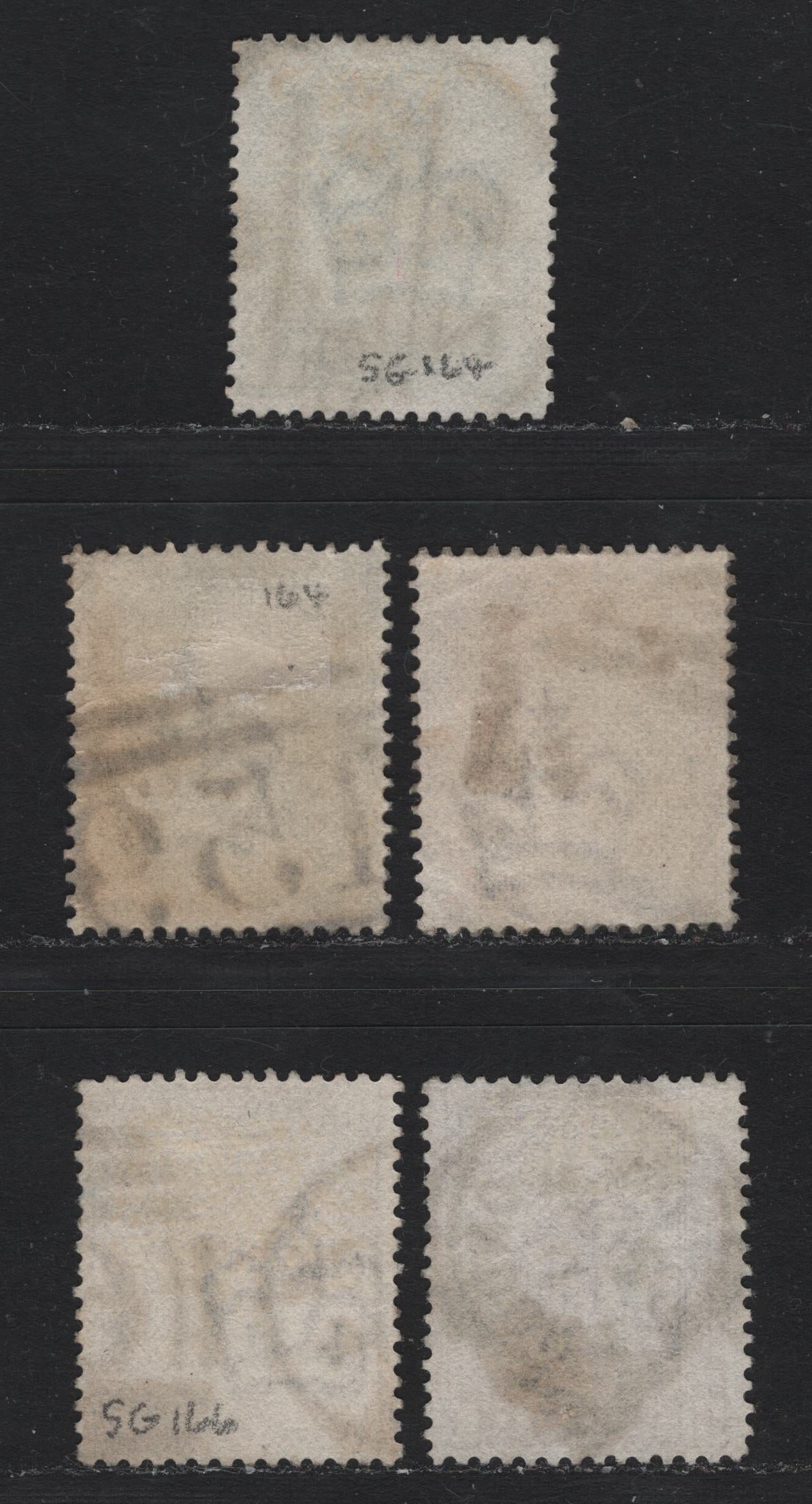 Lot 101 Great Britain (C) SG#164-166 1/2d - 1d Deep Blue Green - Venetian Red, 1880-1881 Queen Victoria Surface Printed Issue, 4 Fine Used Singles, Without Corner Letters