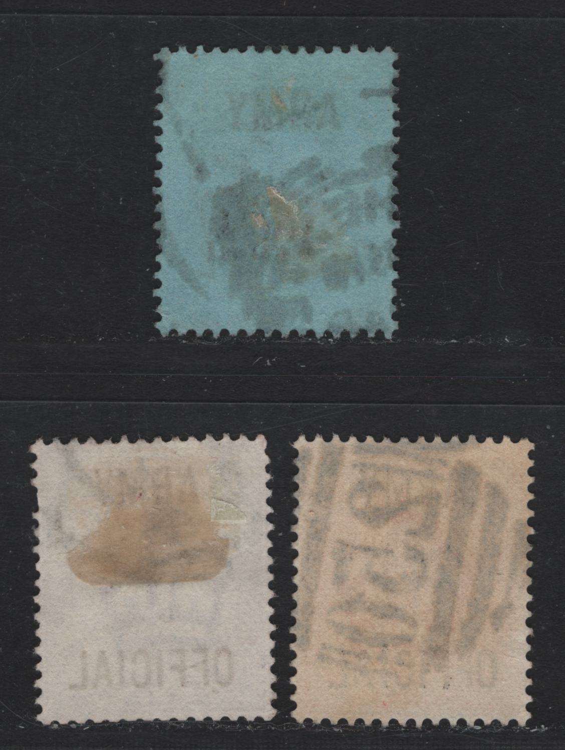 Lot 115 Great Britain SG#O41, O43-O44 1/2d - 2.5d Vermillion - Purple, 1896-1901 Queen Victoria Official Issue, 3 Very Fine Used Singles