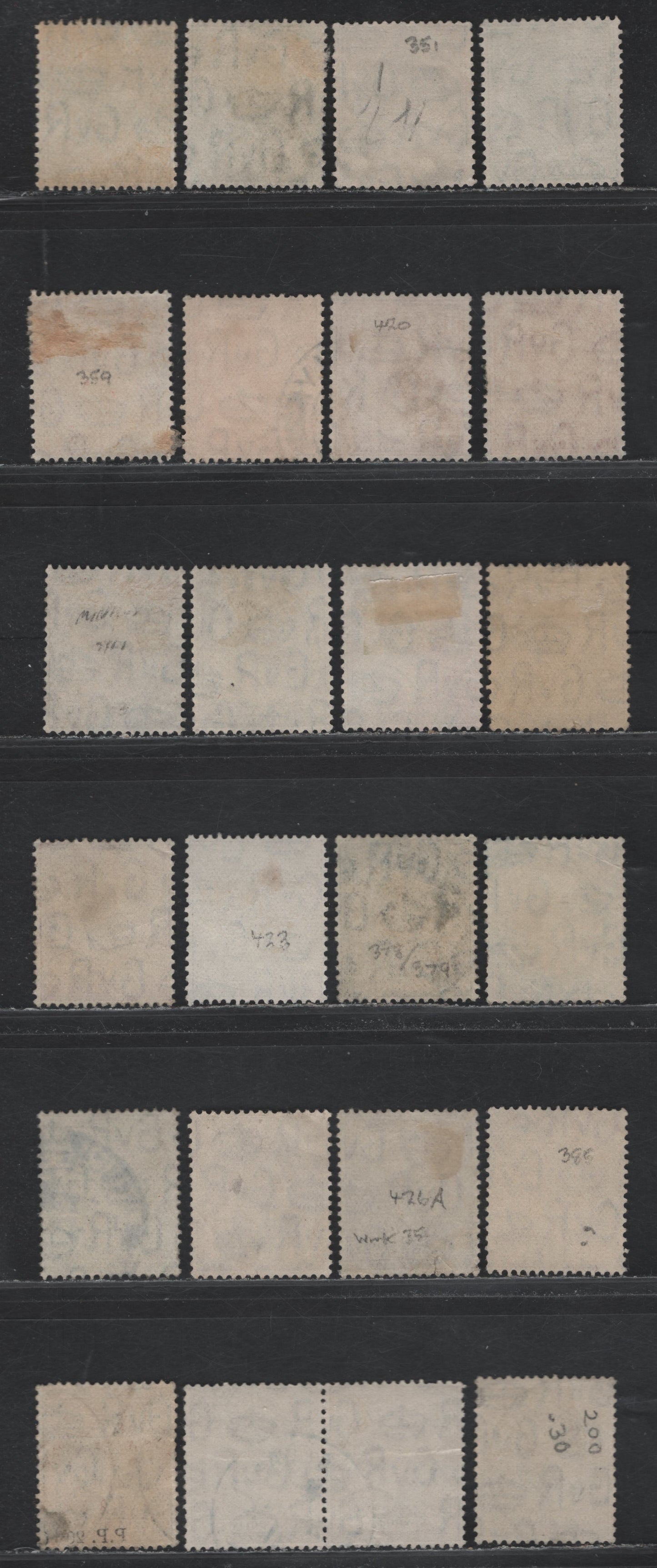 Lot 163 Great Britain (C) SG#418-424, 426a, 429 1/2d - 1/- Green - Bistre Brown, 1924-1926 KGV Profile Heads Issue, 22 Very Fine Used Singles, Block Cypher Wmk, Many Unlisted Shades