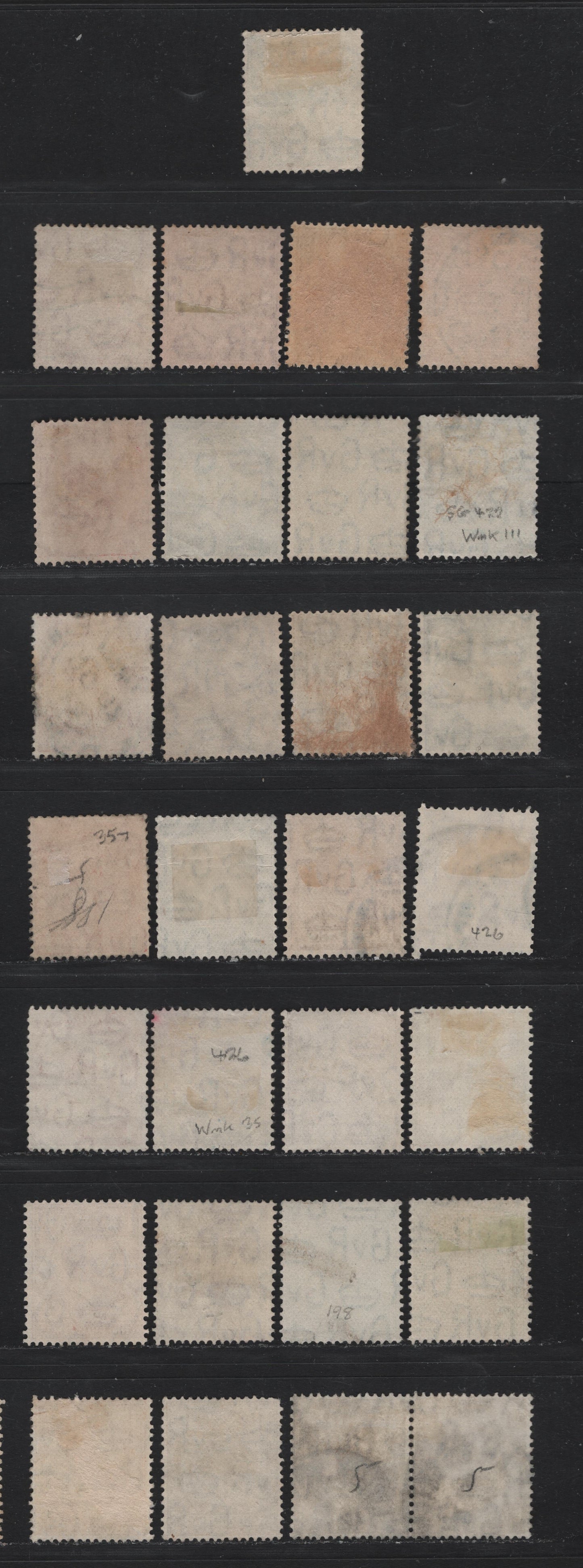 Lot 164 Great Britain (C) SG#418/429 1/2d - 1/- Green - Bistre Brown, 1924-1926 KGV Profile Heads Issue, 28 Fine Used Singles, Many Unlisted Shades of Each Value