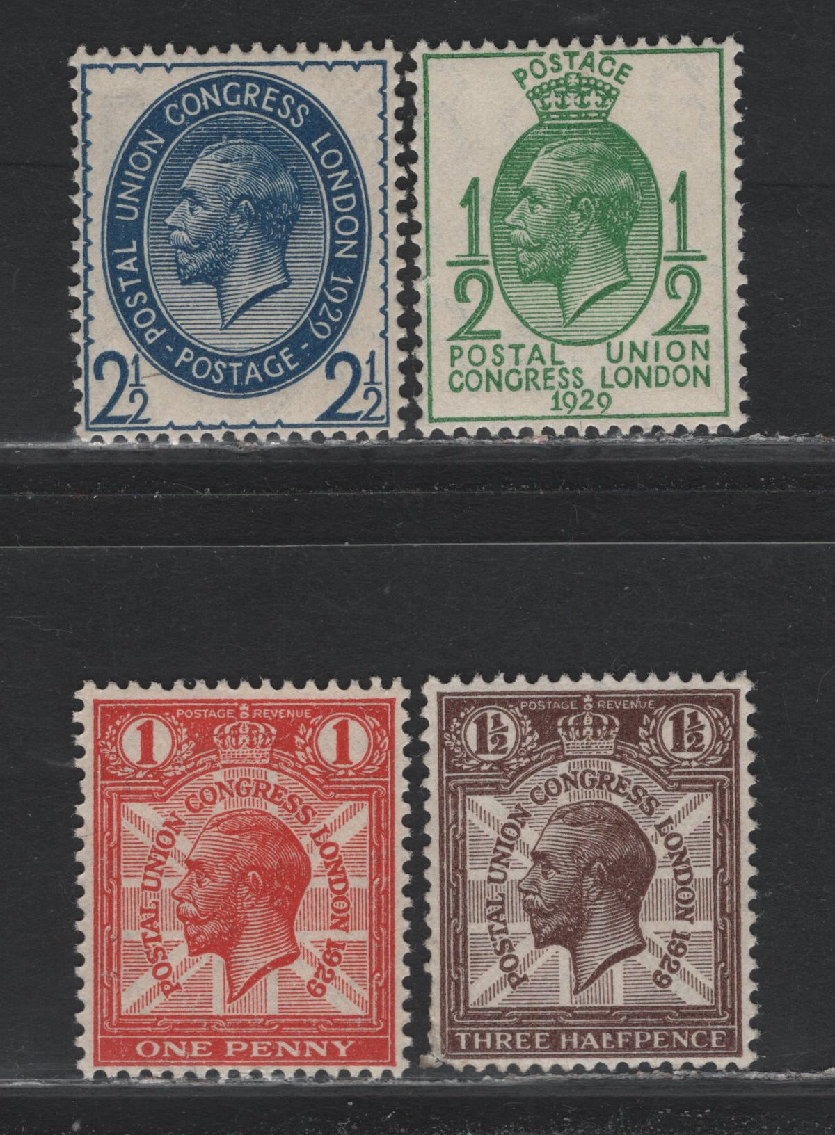 Lot 43 Great Britain SG#434-437 1/2d - 2.5d Green - Blue, 1929 9th UPU Congress Issue, 4 VFOG Singles