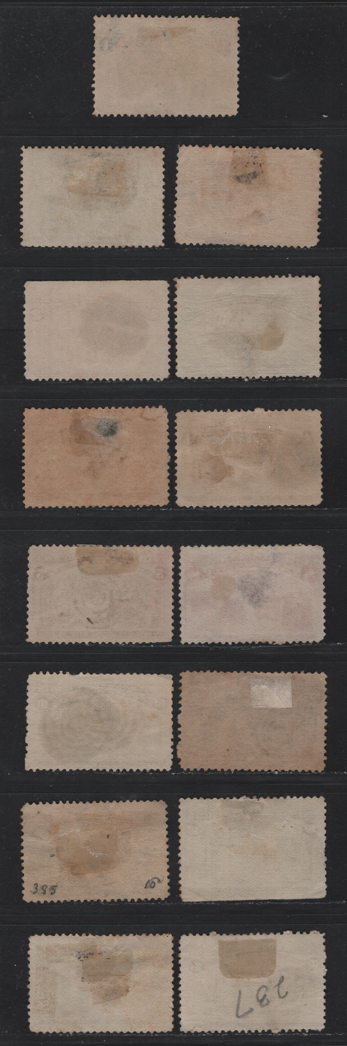 Lot 114 United States SC#230-2324, 236-237 1c - 10c Deep Blue - Black Brown , 1893 Columbian Exposition Issue, 15 Very Good Used Singles, Target & Cork Cancels, Most Are Sound, But 1 Or Two Have Shallow Thins.