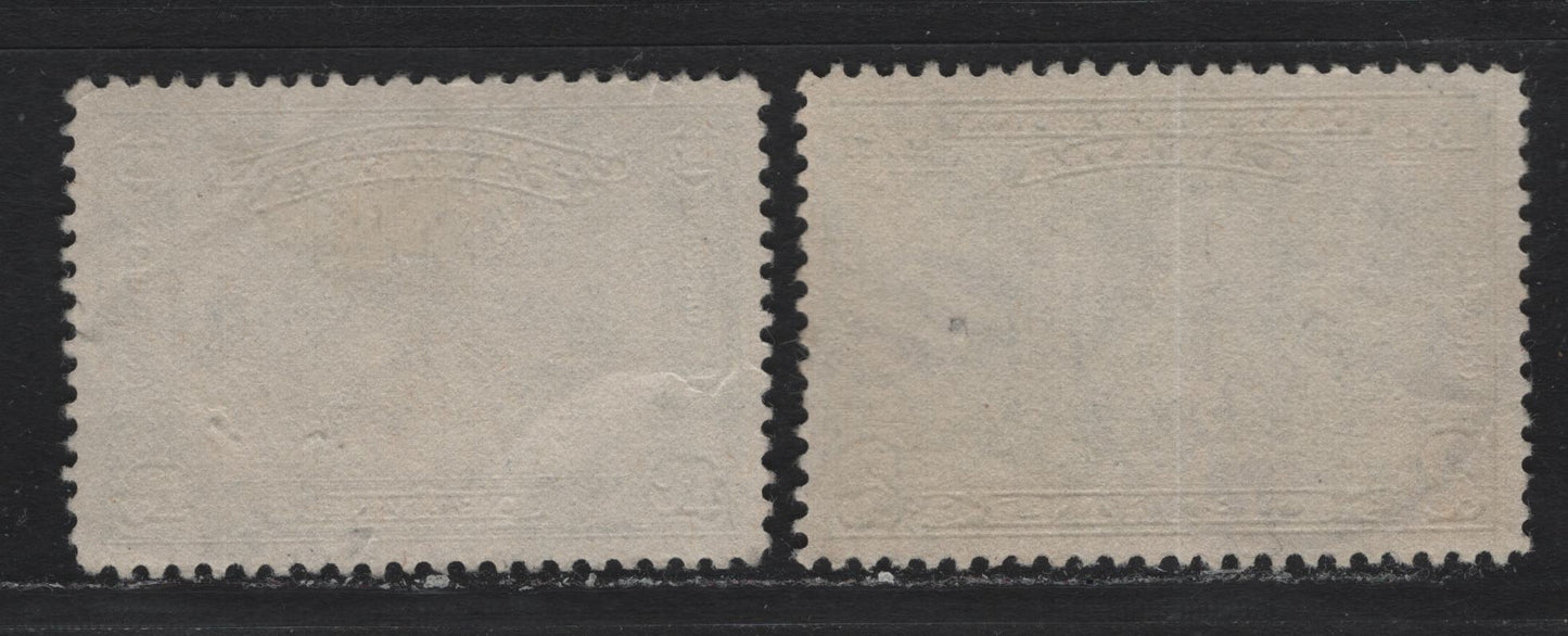Lot 240 Canada #142, 145 2c - 12c Green - Dark Bright Blue , 1927 60th Anniv of Confederation Issue, 2 Very Fine Used Singles, Large Margins, Unchecked As To Specific Paper Types
