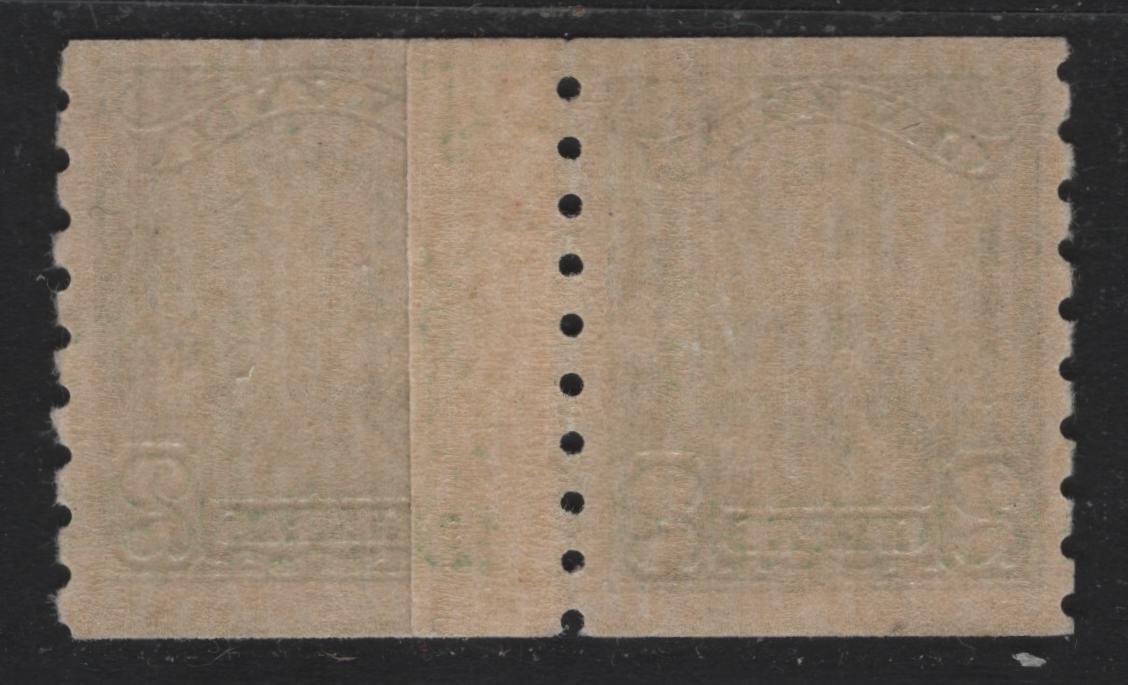 Lot 263 Canada #161i 2c Green , 1929 KGV Scroll Coil Issue, A VFOG Paste-Up Coil Pair, ABN-OOOO Paper
