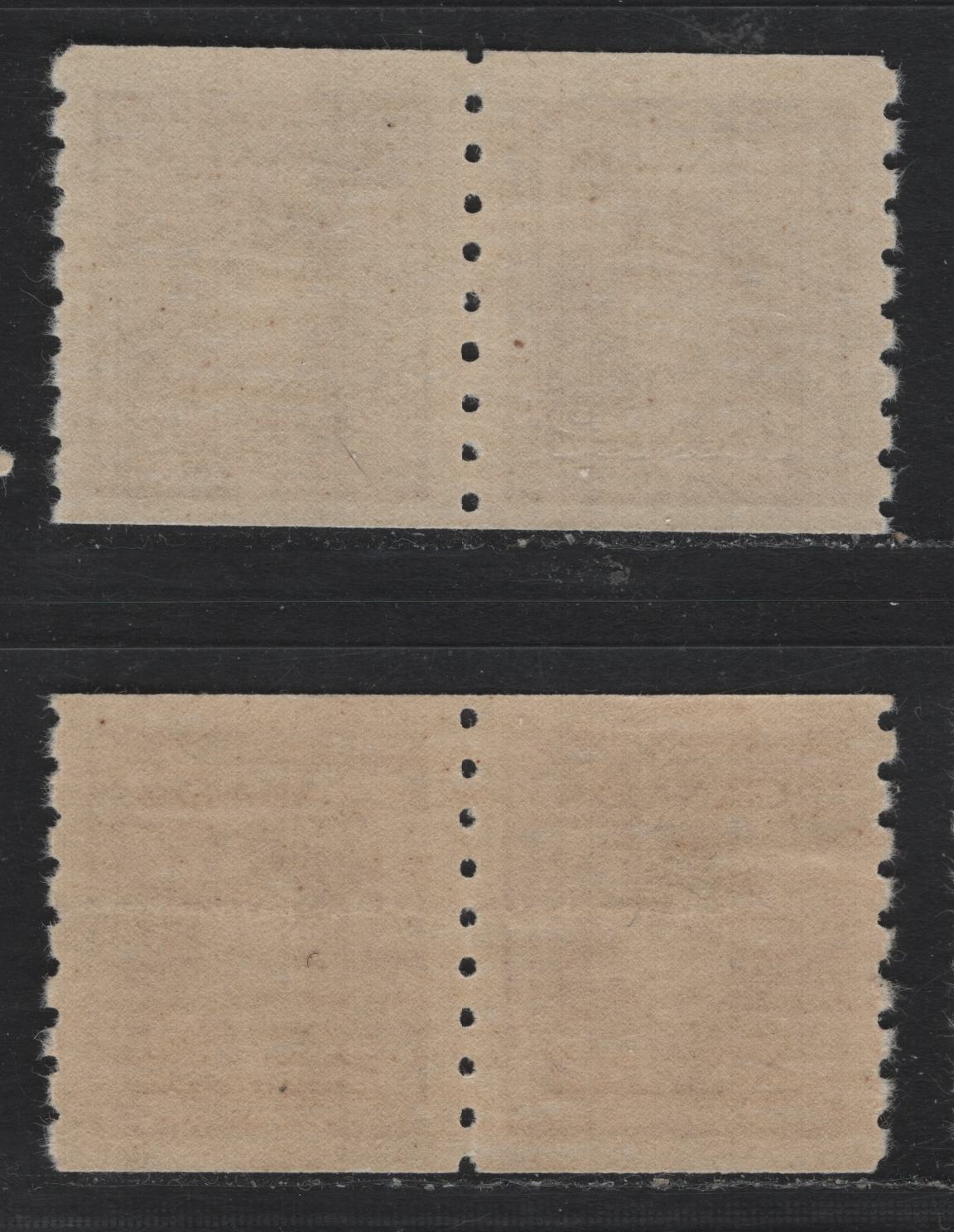 Lot 320 Canada #264 2c Brown - Deep Yellowish Brown, 1942-1943 KGV War Issue Coils, 2 VFNH Coil Pairs, CBN-KKKKKK Paper, Perf 8 Vertical
