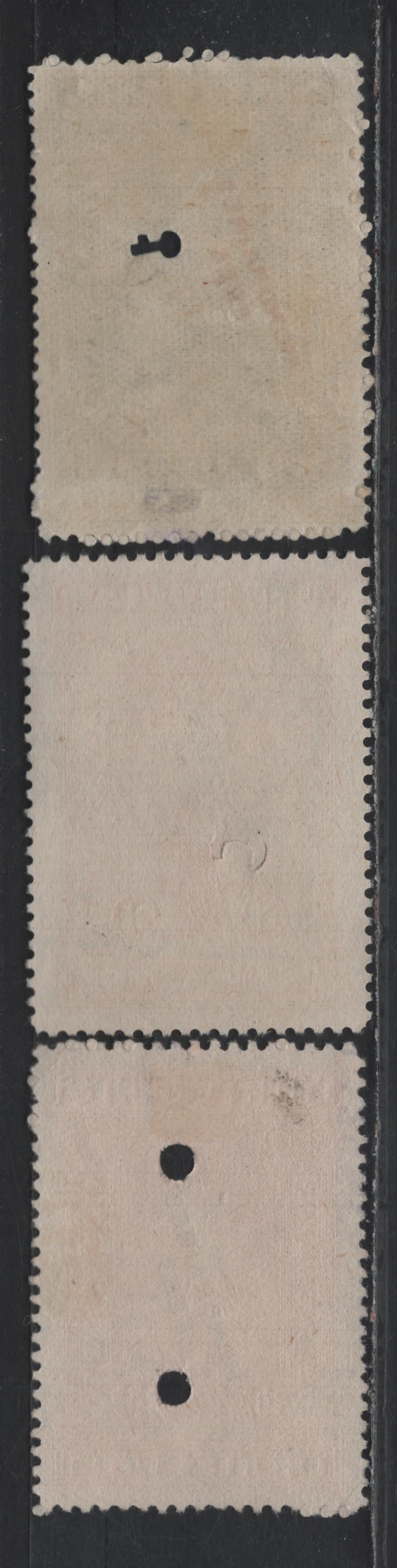 Lot 50 Canada - Quebec Van Dam#QL75, QL78, QL82 30c - $1 Vermillion - Scarlet, 1923 Honorares Fees Overprinted Issue, 3 Fine/Very Fine Used Singles, Perfs 11 & 12