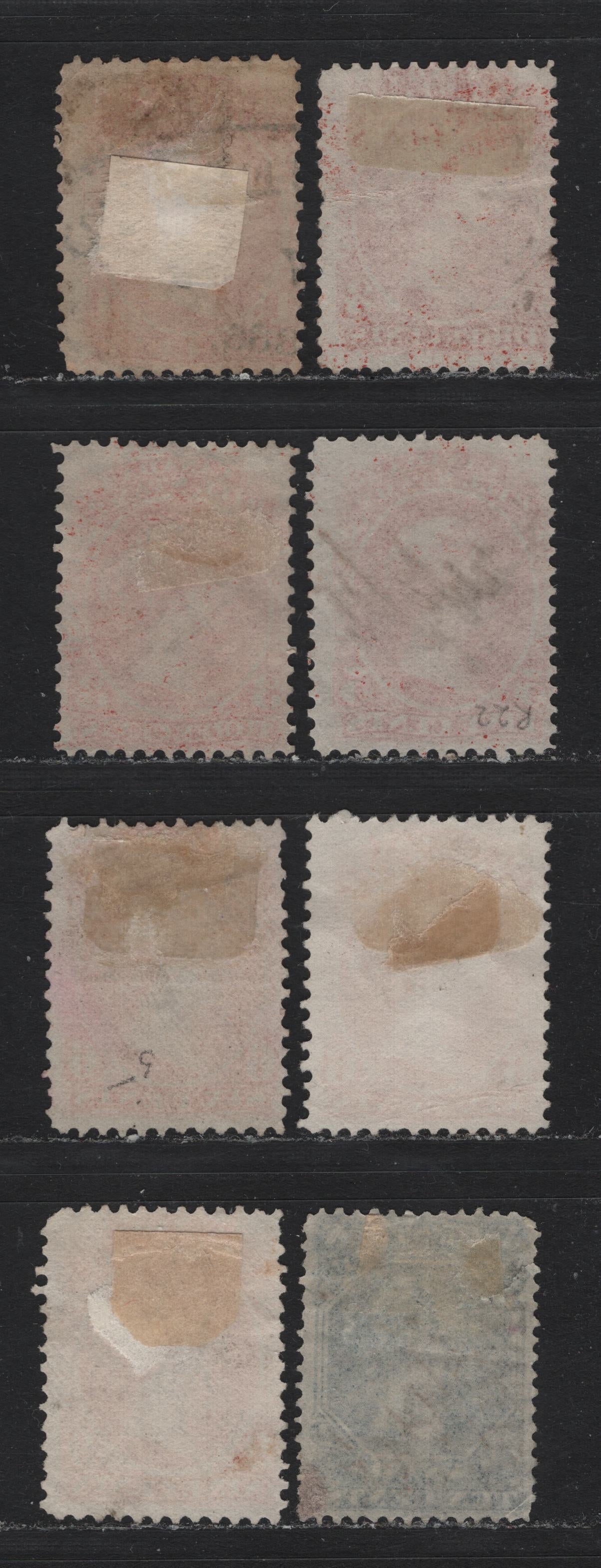 Lot 63 Canada Van Dam#FB18, FB20, FB22-23, FB26-27 1c - 10c Red - Blue, 1865 Second Bill Issue, 8 Fine Used Singles, Includes 2 Different Shades/Papers Of 3c & 6c