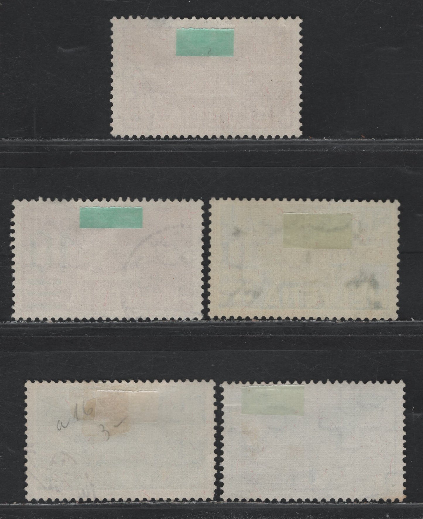 Lot 131 Switzerland Scott#C16-C17, C19-C20, C22 10 on 15c - 20c Green - Red , 1932-1936 Airmail Issue, 5 Very Fine used Singles