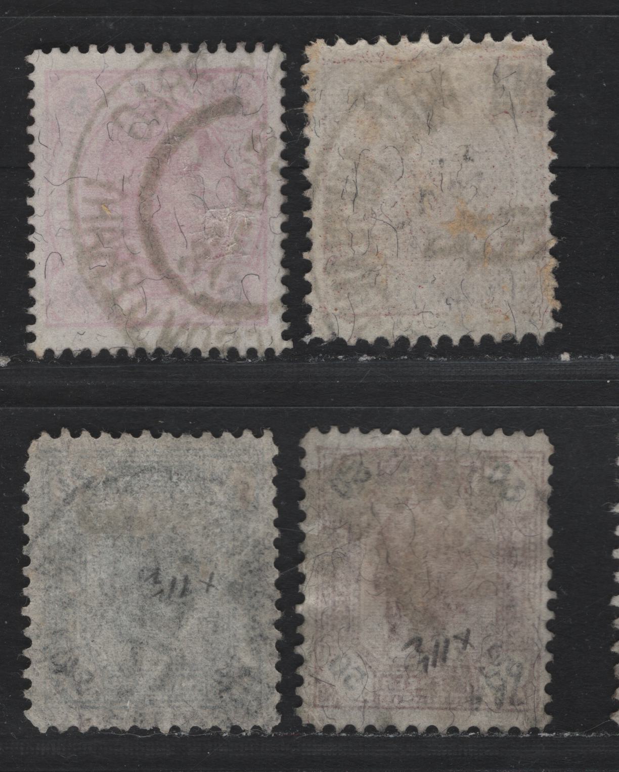 Lot 162 Austria Scott#54, 57, 67, 69 5kr - 50kr Rose & Black - Violet , 1890-1896 Franz Josef Sidefaces Issue, 4 Fine/Very Fine Used Singles, Perfs 13x13.25 (5k), Perf 11.5 (15kr), 11.75 (24kr) & 11.5 (50kr), Various Prague Cancels