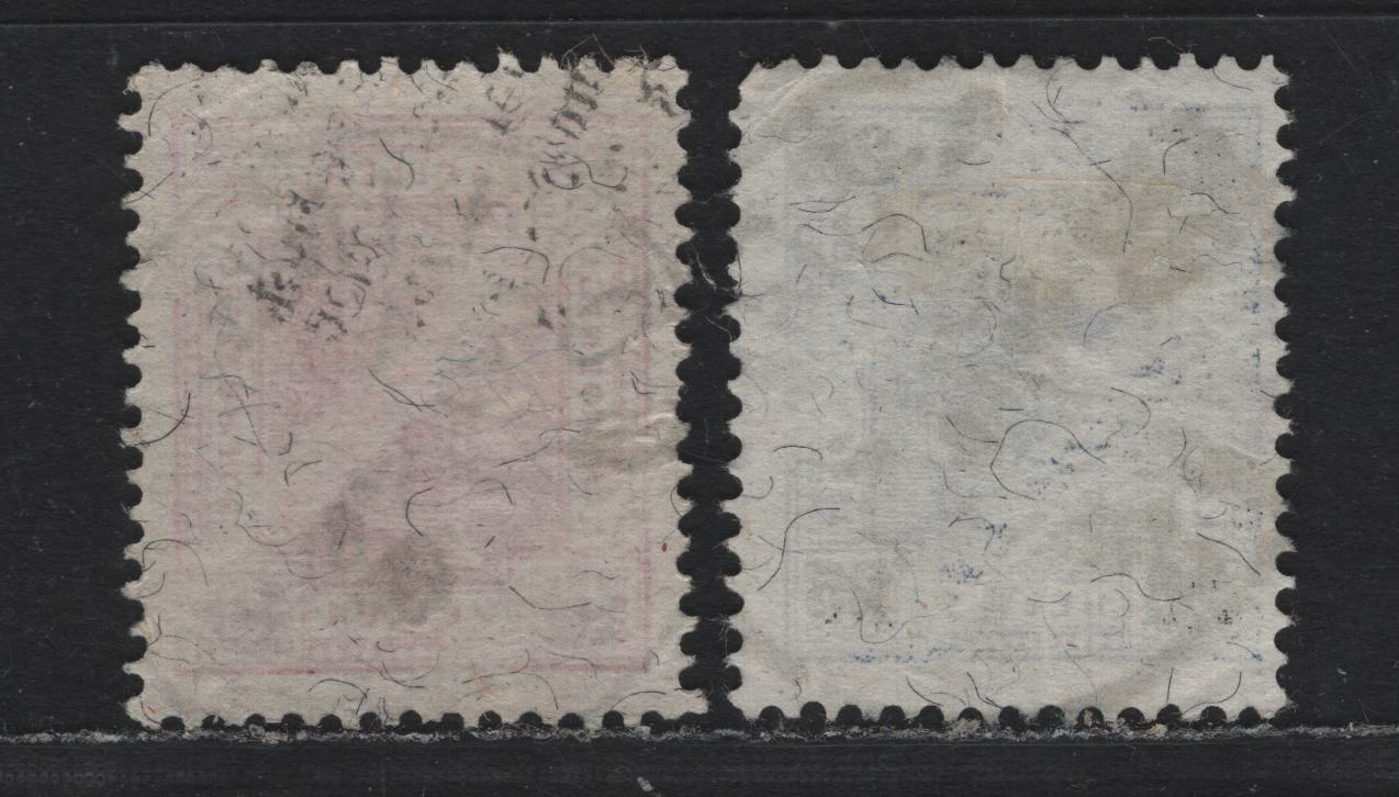Lot 198 Austria Scott#75a, 77a 10h - 25h Rose & Black - Ultramarine & Black , 1901 Franz Josef Sideface First Issue, 2 Fine/Very Fine Used Singles, Perf 13x13.25 With Varnish Bars, SON Salzburg & Gulling CDS Cancels