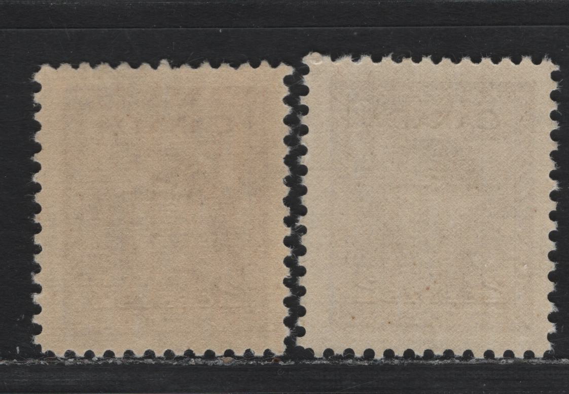 Lot 370 Canada #250var 2c Light Bright Brown , 1942-1943 KGVI War Issue, 2 VFOG/NH Singles, With Standard Brown Shade For Comparison, Unclassified As to Exact Paper Or Perf
