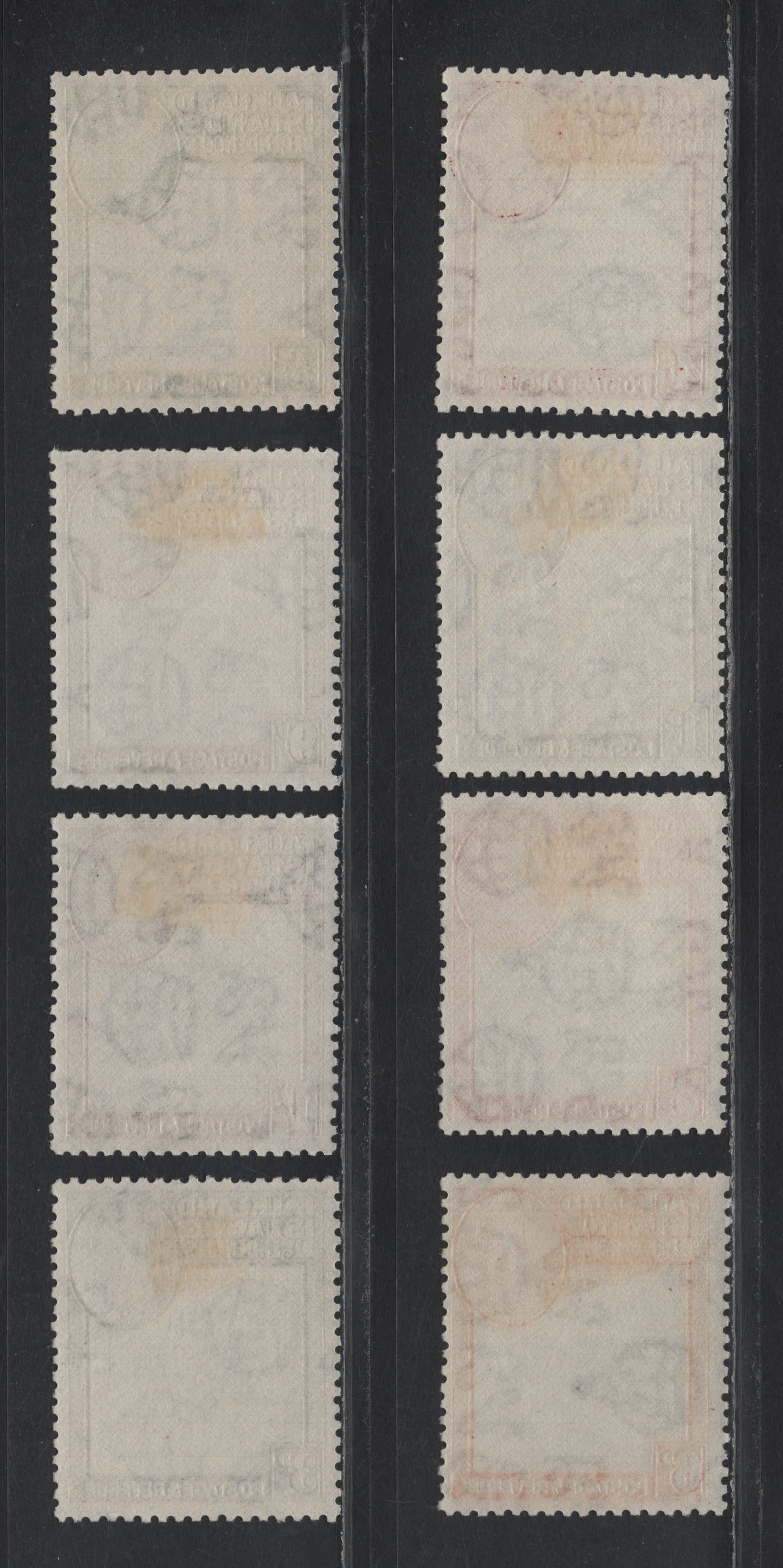 Lot 370 Falkland Islands (C) Gibbons#G1-G8 1/2d - 1/- Black & Green -Black & Purple , 1946-1949 Map Issue, 8 F/VFOG Singles, Coarse Maps