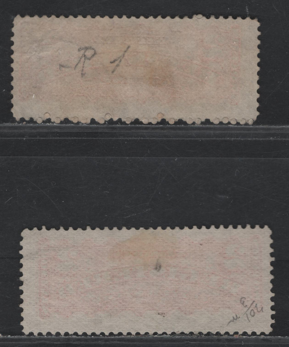 Lot 363 Canada #F1, F1i 2c Orange - Orange Red , 1875-1896 Registration Issue, 2 Fine Used Singles, Mid & Late Montreal Printings, MM-Y LM-F Papers, Perf 12.2x12.1, Both Have Plate Pos. Dot In Bottom Center Margins.