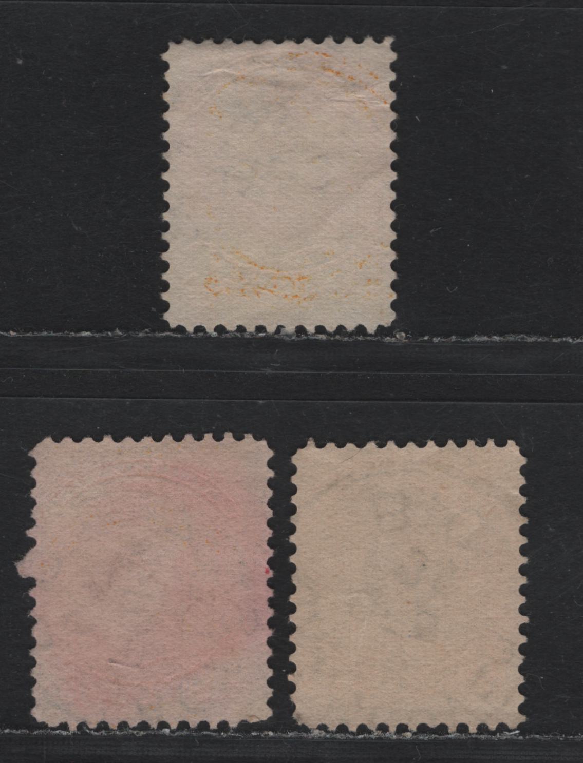 Lot 389 Canada (C)#35 1c Yellow , 1870-1893 Small Queen Issue, 3 Fine Used Singles, Second Ottawa Printings, Unchecked As To Specific Papers & Perfs, BC CDS & Split Ring Cancels.