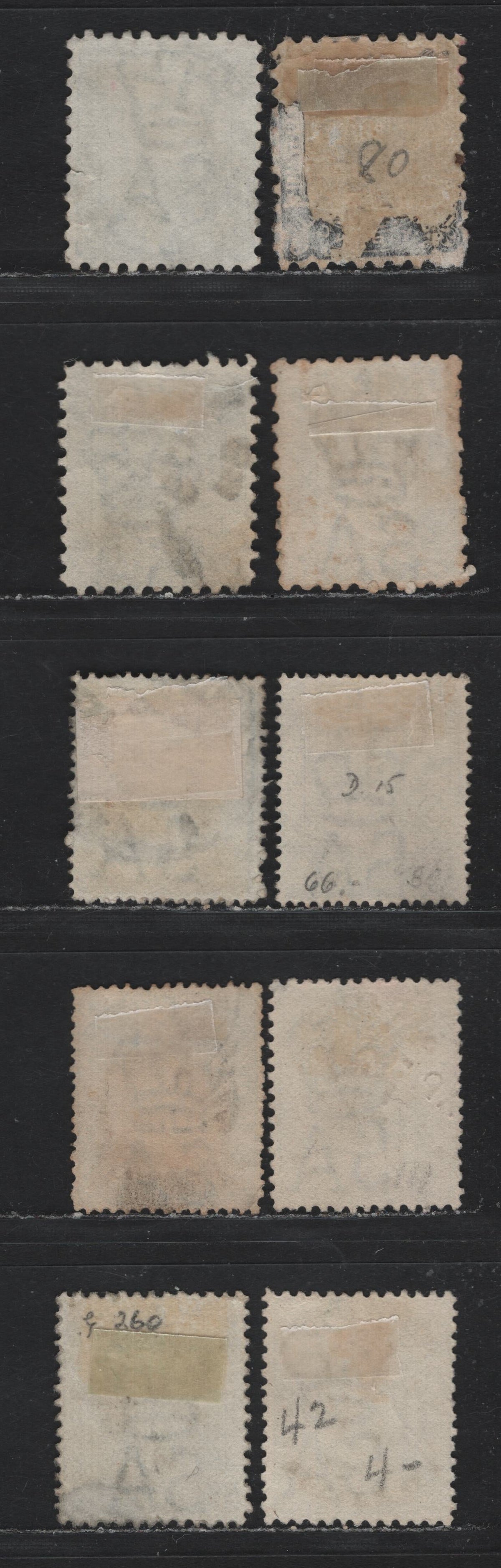 Lot 164 Australia - South Australia SG#185-a, O50, O62, 190, O67, 194-a, O85 6d Pale Blue - Blue , 1883-1899 Queen Victoria Sideface Issues, Fine/Very Fine Used Singles, Perfs 10, 13 & 15, Normal & Overprinted OS