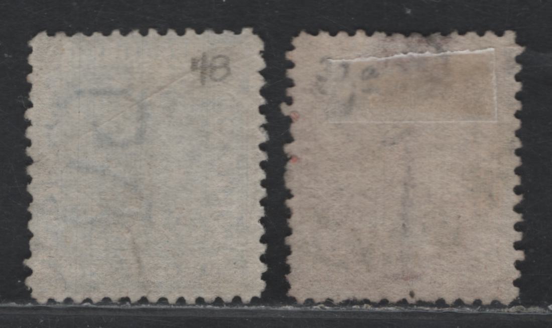 Lot 327 Australia - NSW SG#192, 195 1d Pale Red - Pale Blue , 1863-1865 Surface Printed Sideface Issue, 2 Very Good/Fine Used Singles, Perf 13, Single Line 1 & 2 Wmks, These Early Printings Are Quite Scarce.