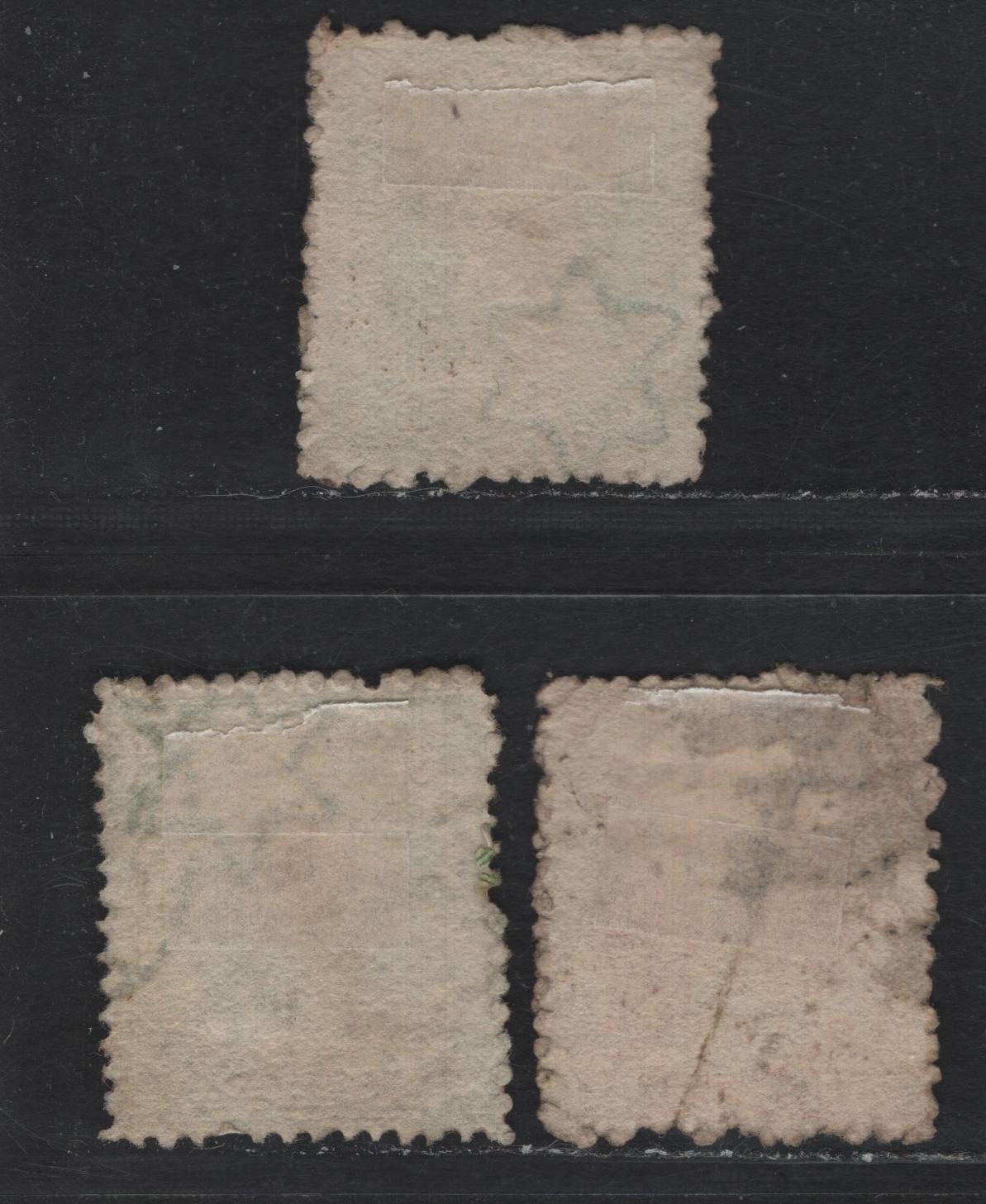 Lot 377 Australia - Queensland SG#59, 65-66 1d - 3d Orange Red - Greenish Gray , 1868-1874 Chalon Heads Issue, 3 Fine Used Singles, Perf 13, Small Truncated Star Wmk, #24 Gayndah, #96 Drayton & #50 Jerico Sunburst Cancels.