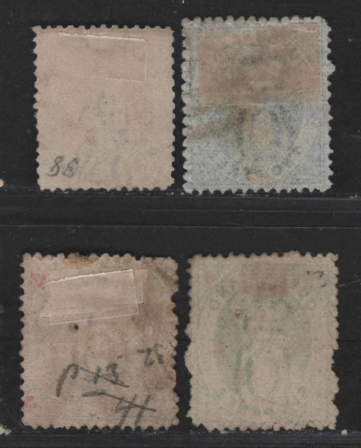 Lot 381 Australia - Queensland SG#83, 87-88, 91 1d - 6d Orange Vermillion - Yellow Green , 1868-1874 Chalon Heads Issue, 4 Very Fine Used Singles, 2d Is Plate II, 2 Pointed Crown Over Q Wmk, Perf 13, 1d Has Partial Strike Of QL In Star Cancel.