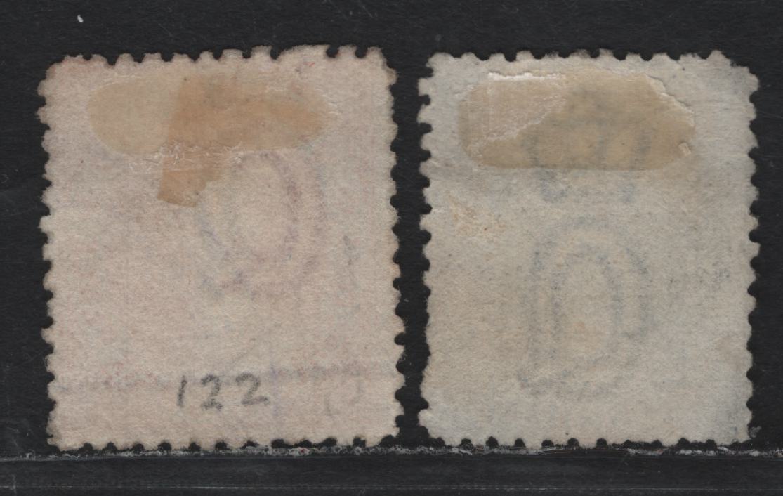 Lot 386 Australia - Queensland SG#119, 122 2/- - 2/6 Blue - Bright Scarlet , 1880 Lithographed Chalon Heads Issue, 2 Very Good/Very Fine Used Singles, Lithographed, Three Pointed Crown Over Q Wmk