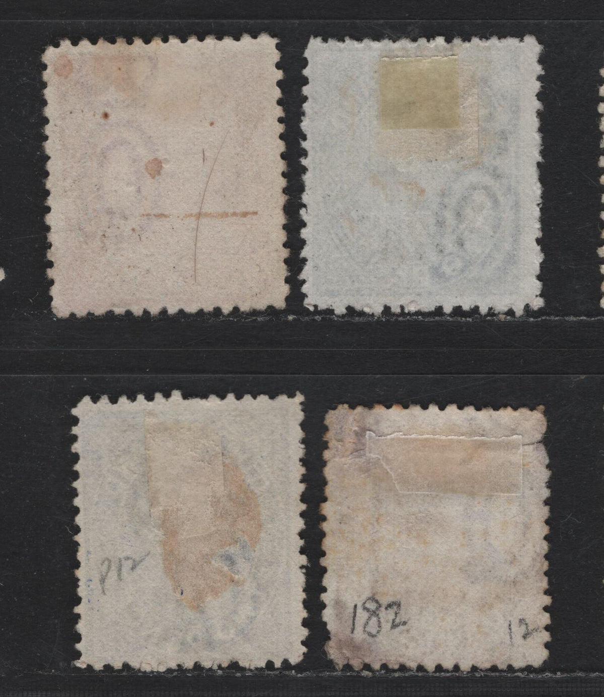 Lot 400 Australia - Queensland SG#179, 180,var, 182 1d - 2/- Vermillion Red - Pale Brown , 1887-1889 Re-Engraved Second Sideface Issue, Good/Very Fine used Singles, Perf 12, The 2/- Has A Horizontal Crease & A Pulled Perf
