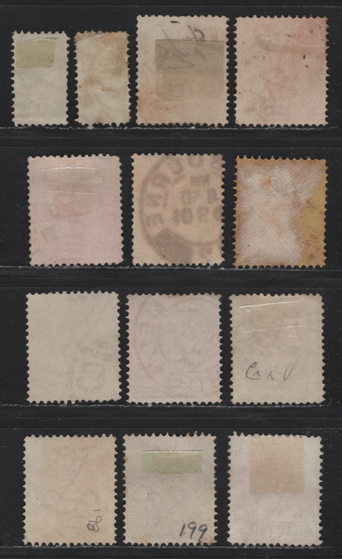 Lot 196 Australia - Victoria SG#384,b, 385,b-c, 386, 387a, 388a, 389-a (SC# 193-200) 1/2d - 5d Blue Green - Chocolate , 1901-1910 Postage Designs Issue, 13 Fine/Very Fine Used Singles, Extra Shades Of 1d & Dies 1 &2 of 1/2d, and Dies 1, 2 & 3 Of 1d