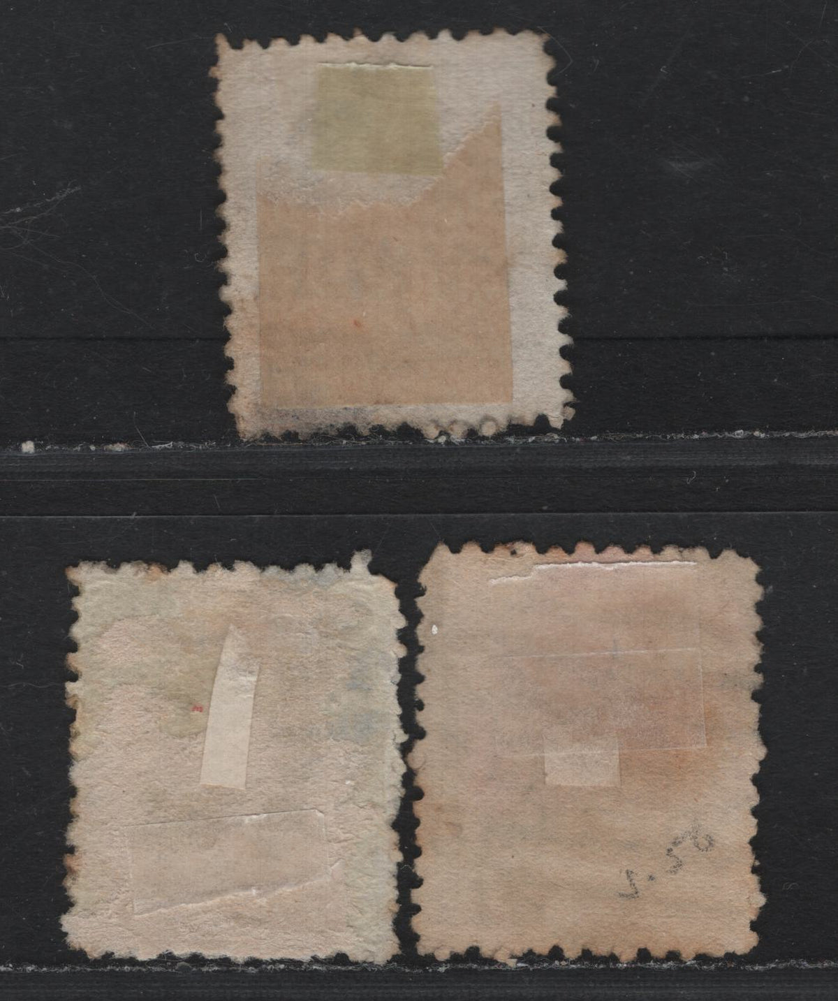 Lot 27 Australia - Tasmania SG#161, 162a, 163a (SC# 63c, 64, 66b) 1/2d - 4d Orange - Chrome Yellow , 1880-1894 3rd Sideface, 3 Fine/Very Fine Used Singles, Perfs 12 & 11.5, Barred Tasmania & Hobart, Double Strike Including October 10 1881 Hobart CDS.