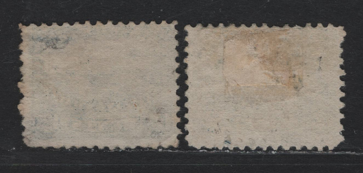 Lot 294 New Brunswick #10 12.5c Blue - Dull Blue, 1860 Cents Issue, 2 Fair/Very Good Used Singles, Cents-HHH & Cents-E Paper, Perf 11.75x12, Brighter Shade Has A Small Tear & Shallow Thin.