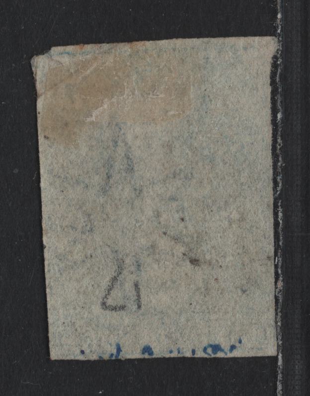 Lot 3 Australia - Tasmania SG#18 (SC# 6a) 4d Blue , 1855 Imperf Chalon Head Issue, A Fine Used Single, Large Star Wmk, Four Clear To Full Margins, Fiscal Cancel, Perkins Bacon Printing.
