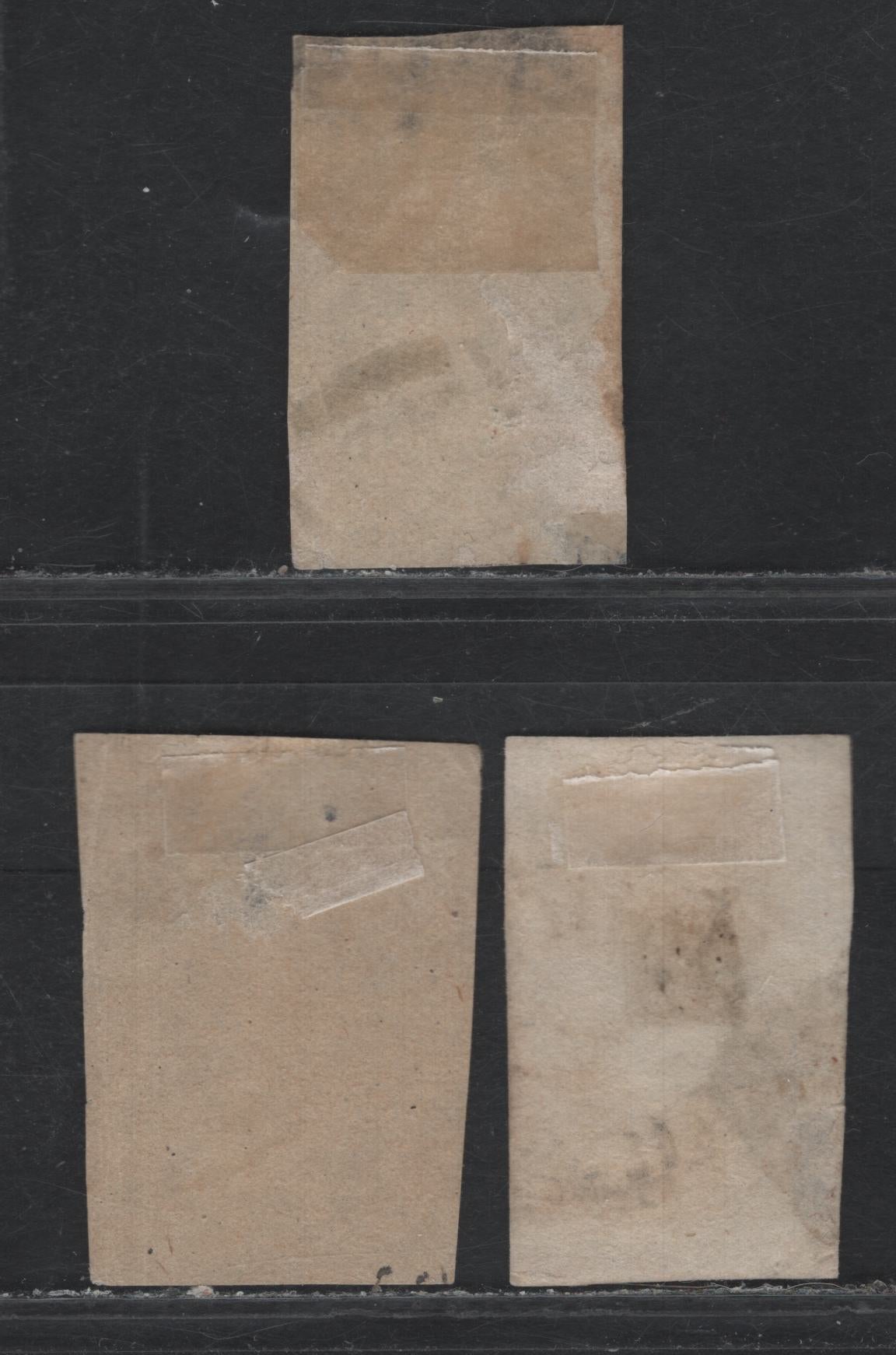 Lot 88 Australia - Victoria SG#19,c, 21 (SC# 15-16a) 2d Brownish Purple - Gray Purple , 1854 Queen On Thone Issue, 3 Very Good Used Singles, 1st & 3rd State Of Dies, JS Campbell Printing, Sound 1-3 Margin Examples.