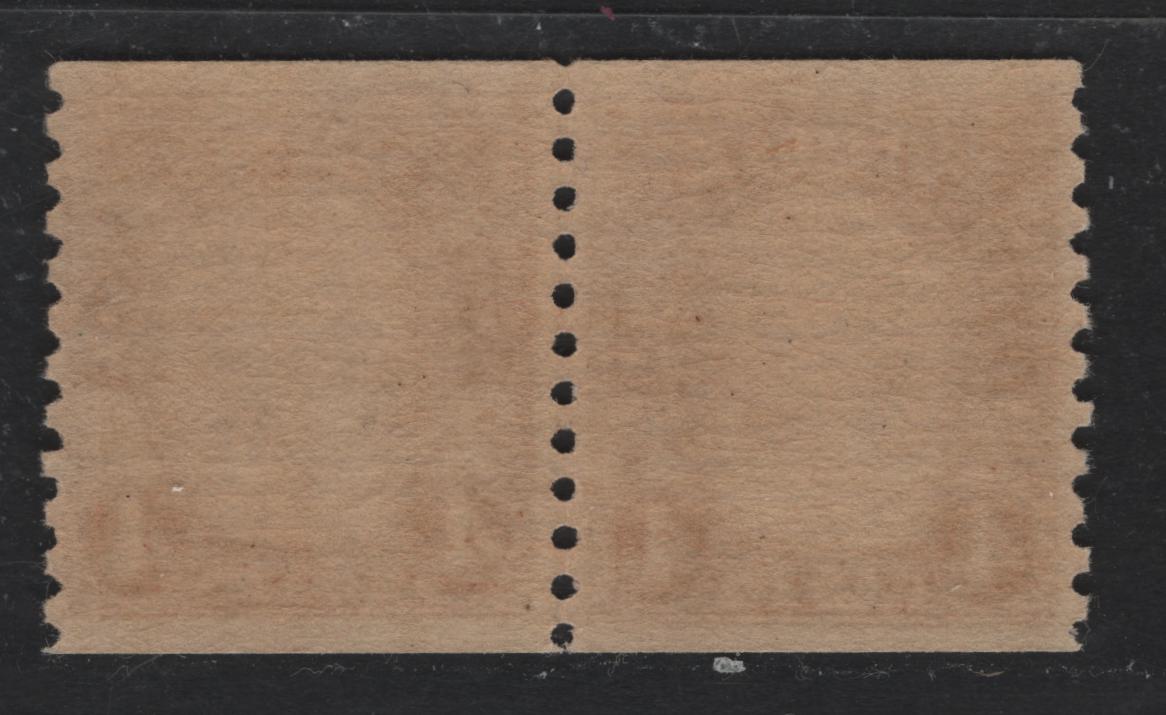 Lot 174 United States SC#601 4c Yellow Brown , 1926-1934 4th Bureau Issue, A FNH Coil Line Pair, 12 Horizontal Gum Striations Per Inch