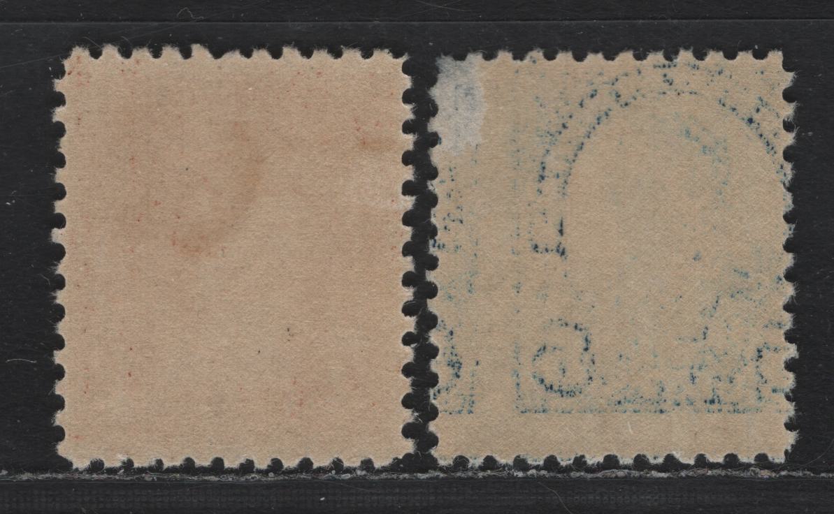 Lot 18 United States SC#556-557 43-5c Pale Yellow Brown - Dark Blue , 1922-1925 4th Bureau Issue, 2 VG/FOG Singles, Flat Plate Printings, 5c Has A Thin In The UR Corner