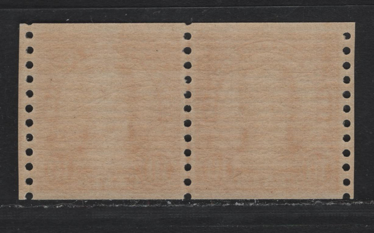 Lot 187 United States SC#603var 10c Bright Orange Yellow , 1923-1929 4th Bureau Issue, A VFNH Coil Line Pair, 12 Horizontal Gum Striations Per Inch