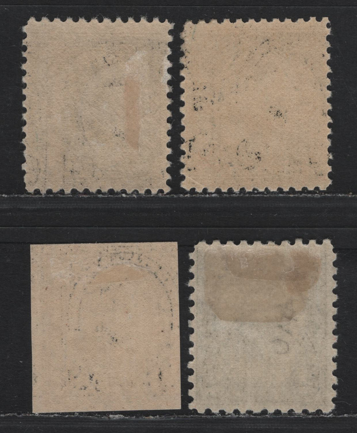 Lot 197 United States SC#610-612 2c Black - Gray Black , 1923 Harding Memorial Issue, 4 VFJOG Singles, Flat Plate & Rotaty Press Printings, 2 Perf 11, One Imperf, Rotary Is Type 2 Gum Breaker Ridges With 12 Vertical Gum Striations.