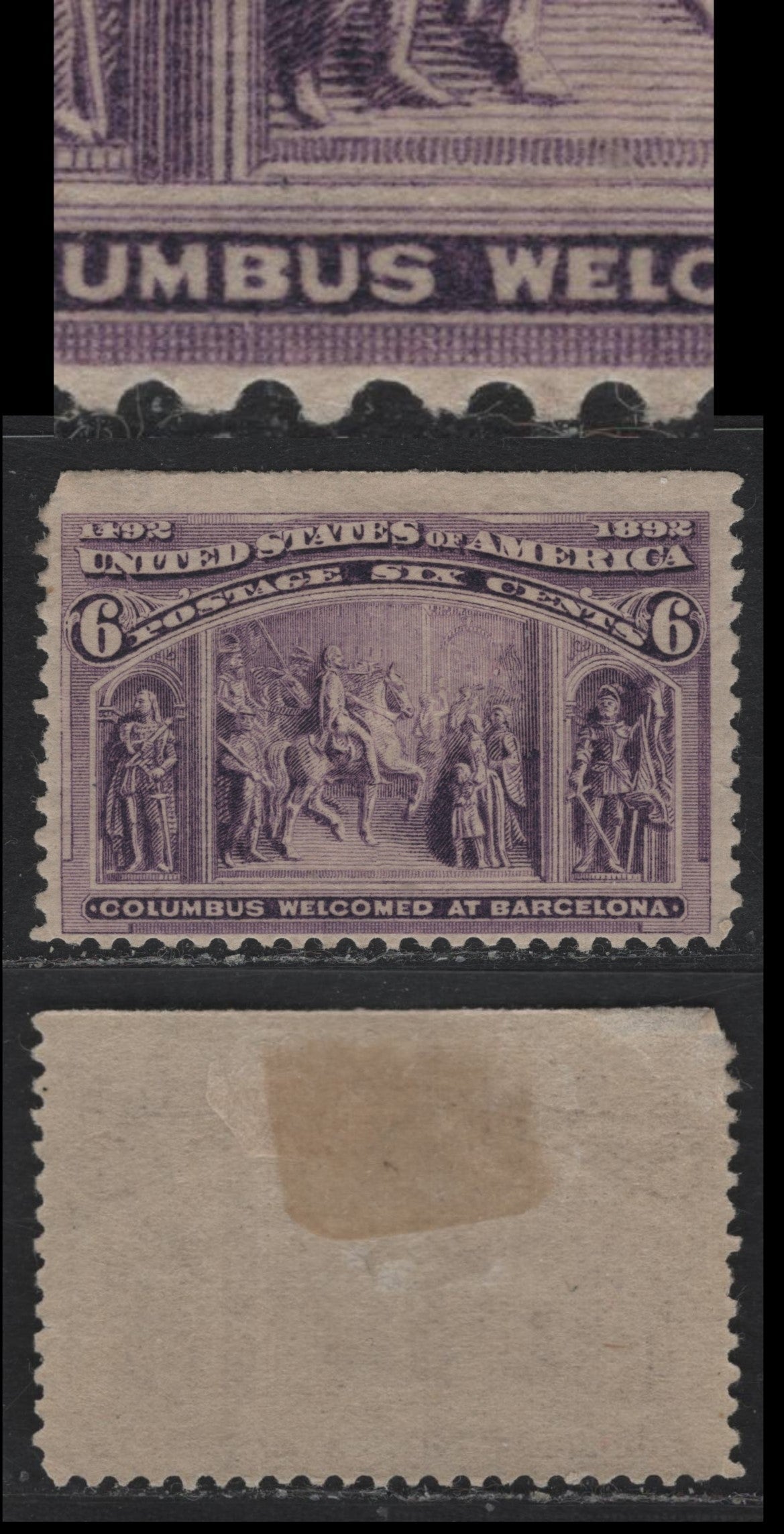 Lot 43 United States SC#235 6c Dull Purple , 1893 Columbian Exposition Issue, A FOG Single
