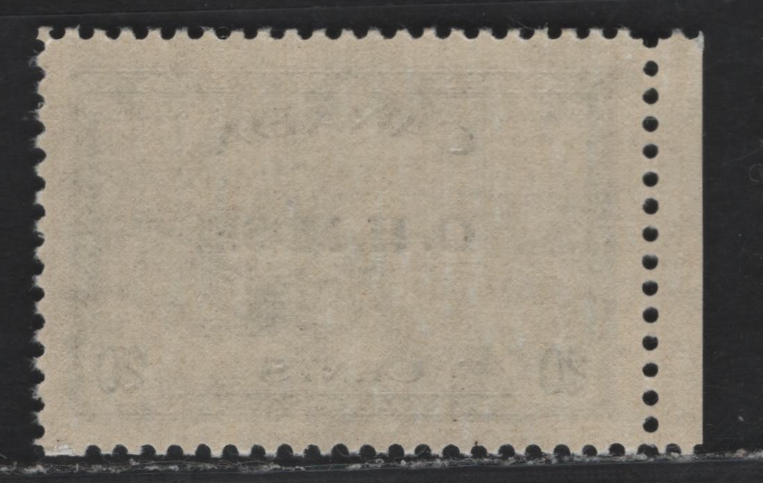 Lot 255 Canada #O8 20c Slate , 1949-1950 Overprinted Peace Issue, A VFNH Single, OHMS Overprint, CBN-UUUUU Paper, Perf 11.8x12.