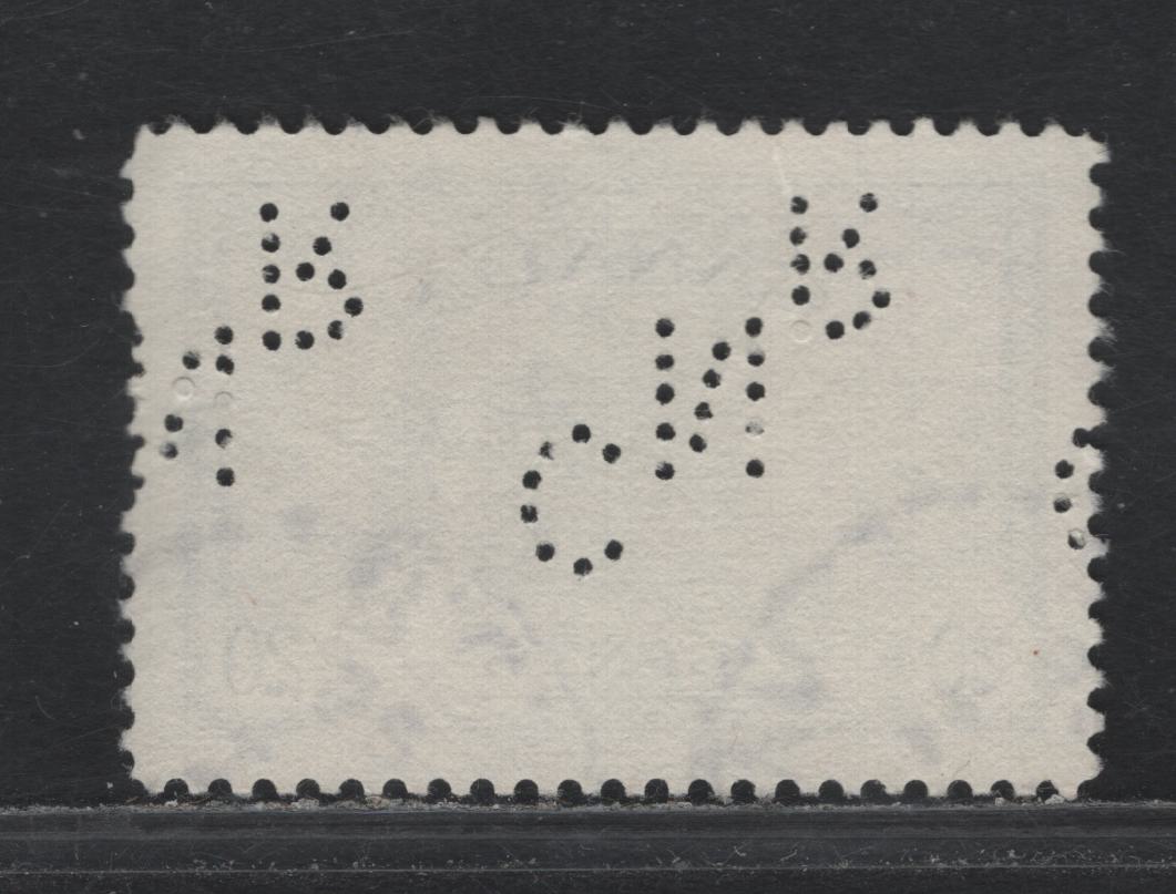 Lot 280 Canada (C ) #271 20c Greenish Black, 1946 King George VI Peace Issue, A Very Fine Used Single With CNR Perfin From Position 3 On Ribbed Paper