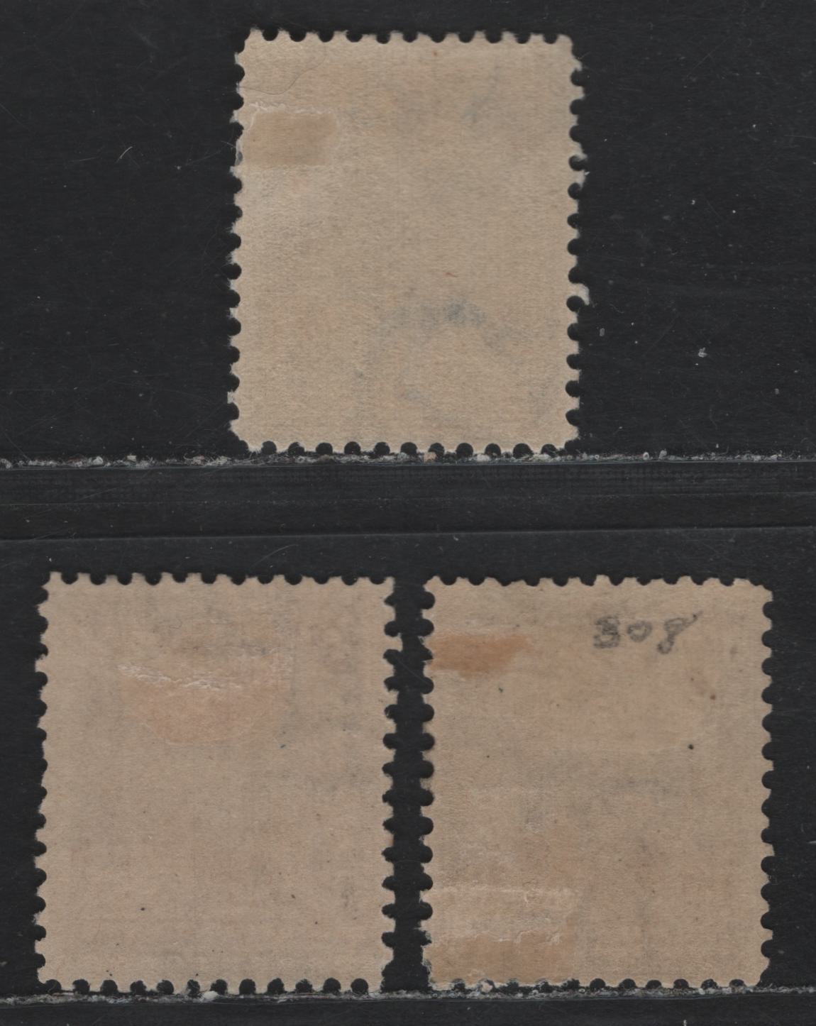 Lot 49 United States SC#308 13c Purple Black, Violet Black & Brown Violet , 1902-1903 2nd Bureau Issue, 3 F/VFOG Singles, Reversed Wmk