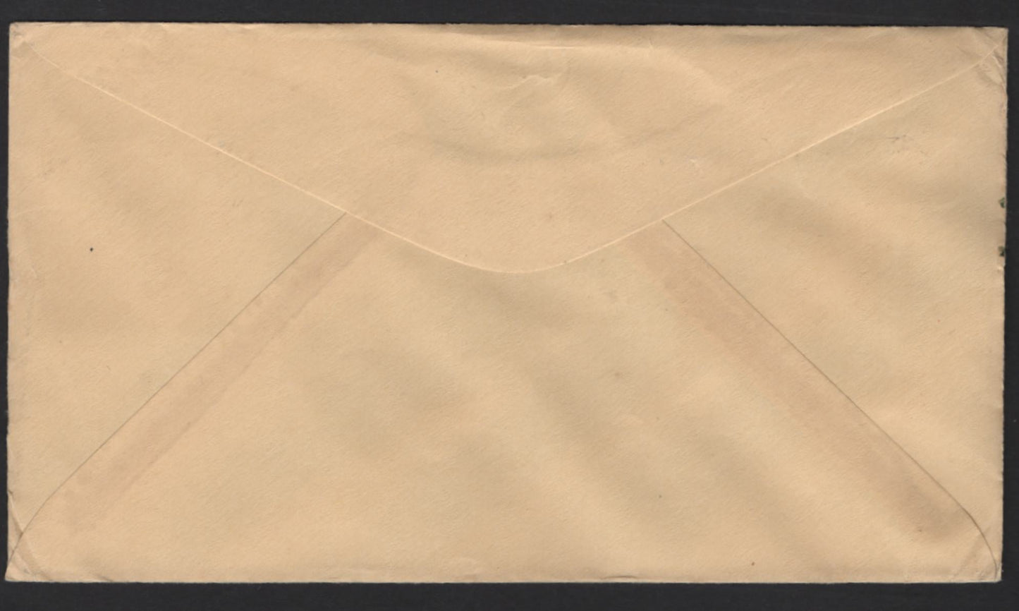 Lot 241 Canada (C) #211 1c Lighter Brighter Green Princess Elizabeth, 1935 KGV Silver Jubilee Issue, A Very Fine Used Cover, Unaddressed Hudson's Bay Envelope With Blue & Red Flag Cachet