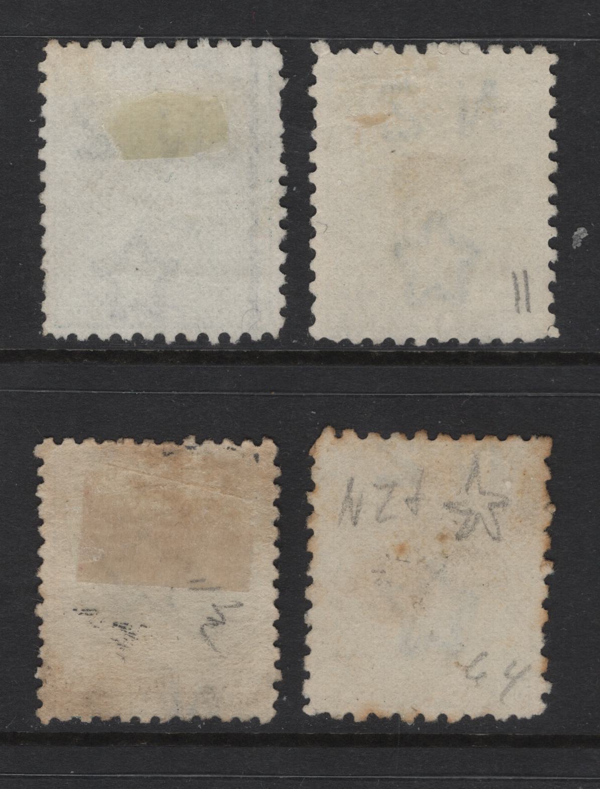 Lot 346 New Zealand (C) SG#199, 241-a, 222 4d Green & Bluish Green Queen Victoria, 1882-1900 Second Sideface Issue, 4 Very Fine Used Singles, Perfs 12x11.5, 11 & 10, Some Toning On The Perf 10