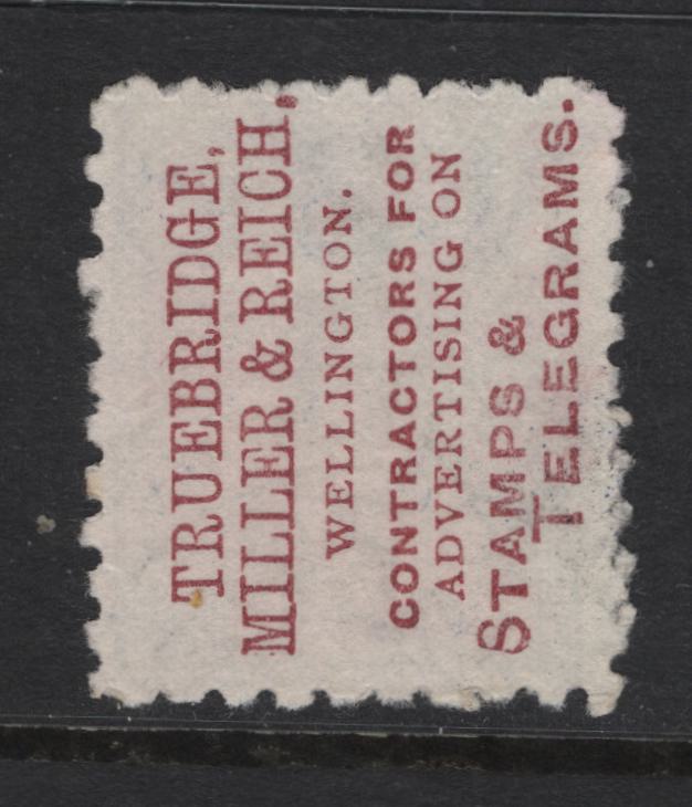 Lot 350 New Zealand (C) SG#220e 2.5d Blue Queen Victoria, 1891-1895 Second Sideface Issue, A Very Fine Used Single, Perf 10x11, Brown Purple Advert From The 3rd Setting