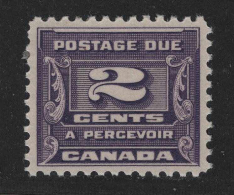 Canada #J12 2c Milky Violet Numeral On Fancy Background, 1933-1934 Third Postage Due Issue, A VFOG Single Semi-Gloss Deep Cream Gum