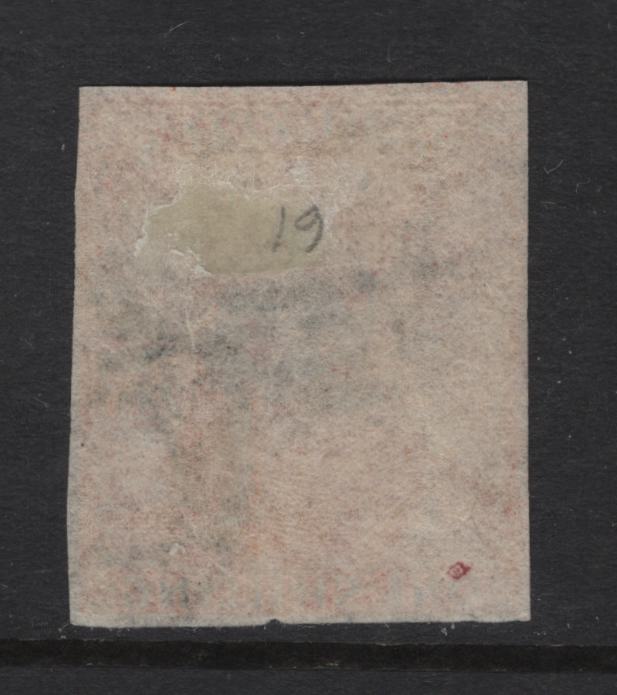 Lot 384 Mauritius (C) SG#34 1/- Vermillion Britannia, 1859-1861 Imperf Britannia Issue, A Very Good Used Single, Margins Are Clear But Close On All Sides Except UR Where It Just Touches Outer Frameline, Small Nick In Lower Margins
