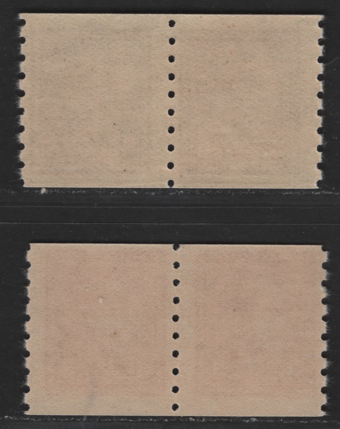 Canada #265-266 3c Carmine & Rose Violet King George VI, 1942-1949 War Issue, 2 Fine NH Coil Pairs On Horizontal Wove With Satin Cream Gum