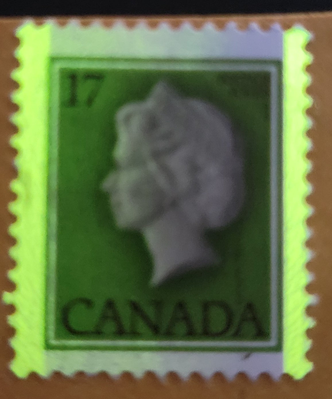 Lot 101 Canada #789var 17c Multicoloured Queen Elizabeth II, 1977-1982 Floral & Environment Issue, A VF Used Single With GT2 Tagging & Tag Wash On Left Half Of Stamp
