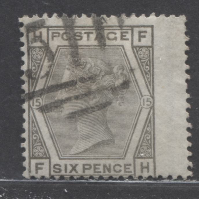 Lot 2 Great Britain SC#62 (SG#147) 6d Grey 1873-1880 Large Coloured Corner Letters, Plate 15 Printing, Spray Of Rose Wmk, A Fine Used Example, Click on Listing to See ALL Pictures, Estimated Value $45