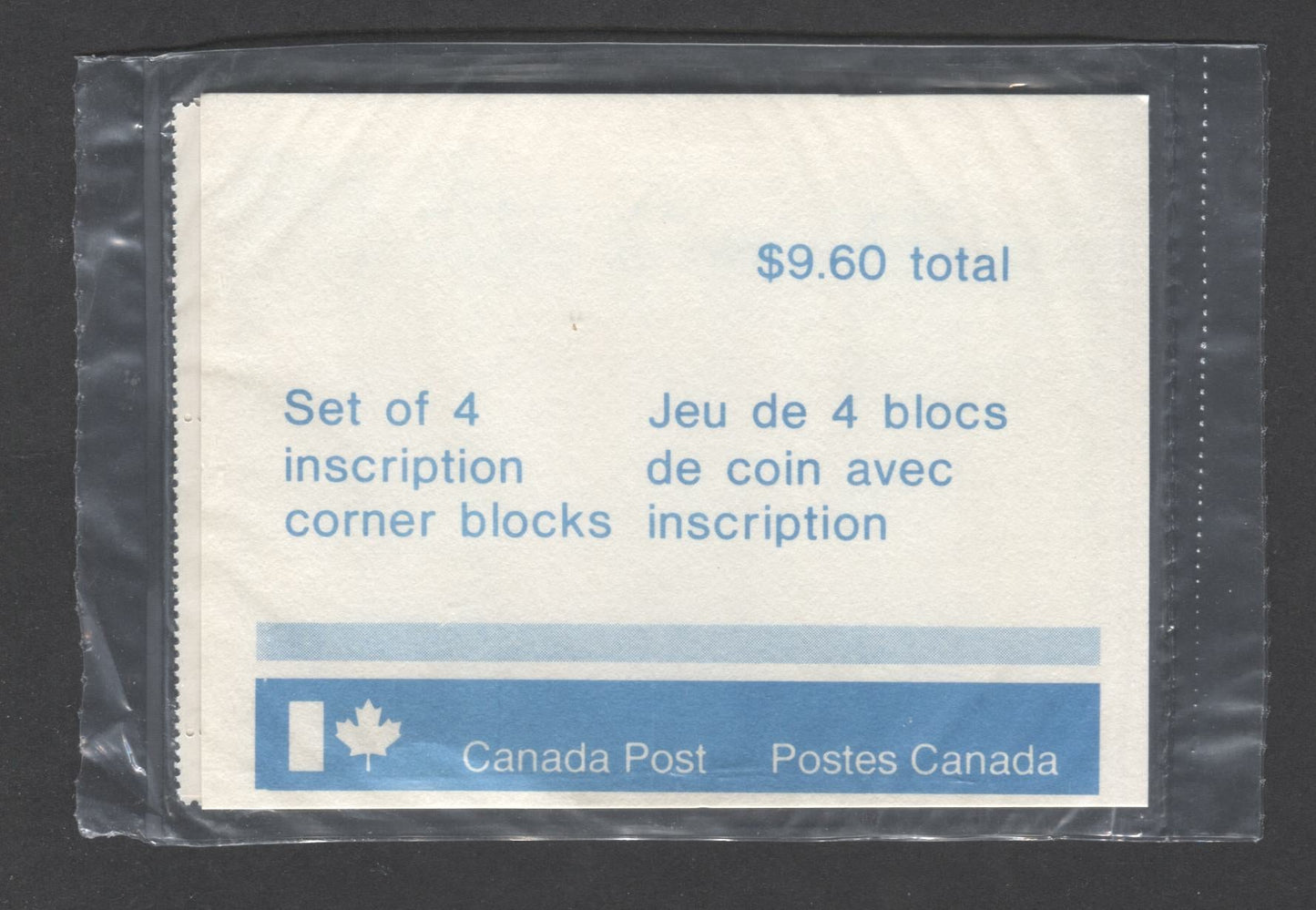 Lot 284 Canada #913 60c Multicoloured 1982 Canada '82 Issue, Canada Post Sealed Pack of Inscription Blocks on DF Paper, With DF Type 4A Insert Card, VFNH, Unitrade Cat. $26