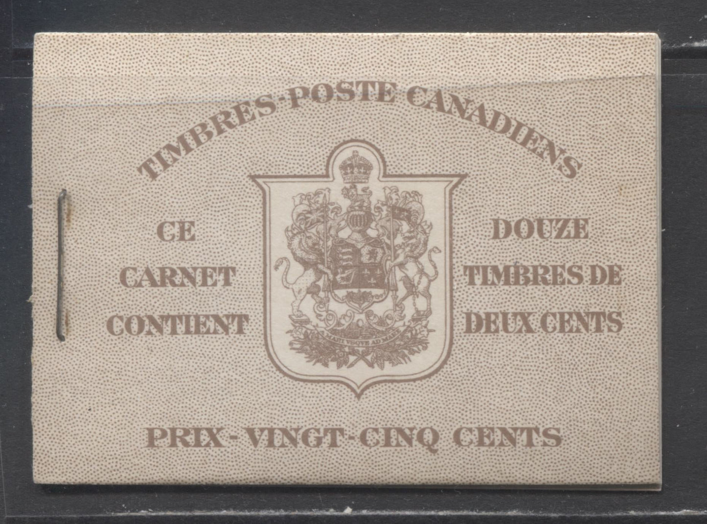 Lot 74 Canada #BK29cF 1937-1942 Mufti Issue, Complete 25c French Booklet, 2 Panes of 6 2c Brown, 6c Rate Page, Smooth Vertical Wove Paper, Type II Covers, Harris Front Cover Type IIL