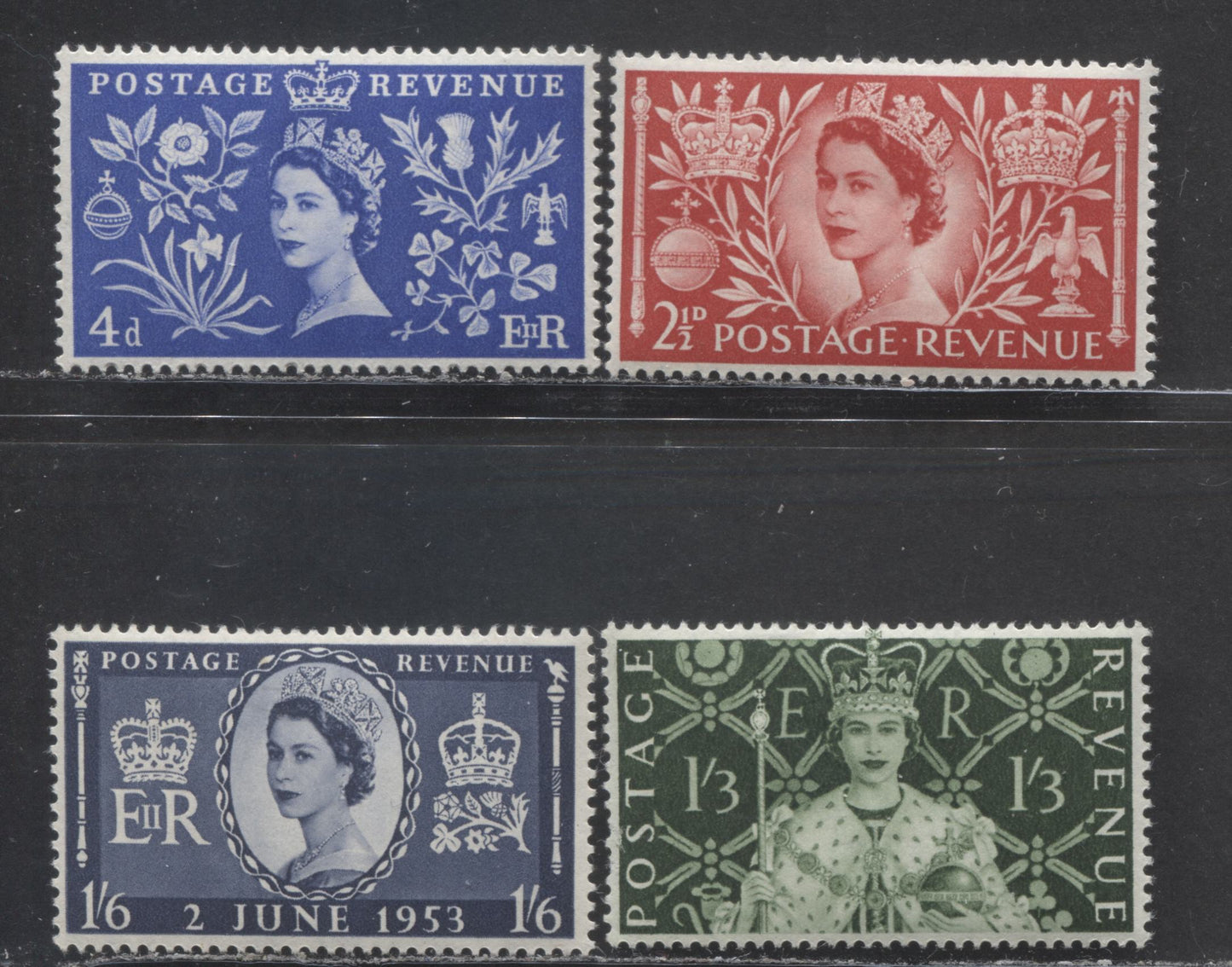 Lot 86 Great Britain SC#313-316 1953 Coronation, , 4 VFNH Singles, Click on Listing to See ALL Pictures, 2022 Scott Classic Cat. $16.35 USD
